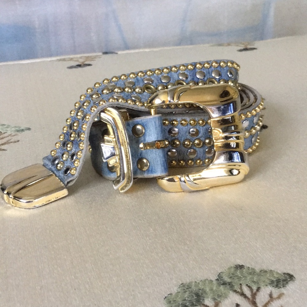 Sand Castle Gold & Silver Studded Leather Belt